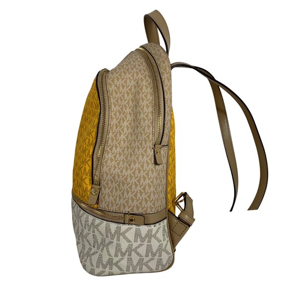 MICHAEL KORS Rhea Medium Color-Block Signature Logo Backpack EUC - Picture 2 of 12